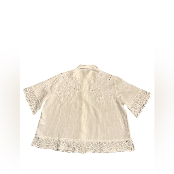 Madewell women’s Embroidered Lace Button-Up Shirt linen blend white Size L NWT - Picture 6 of 9
